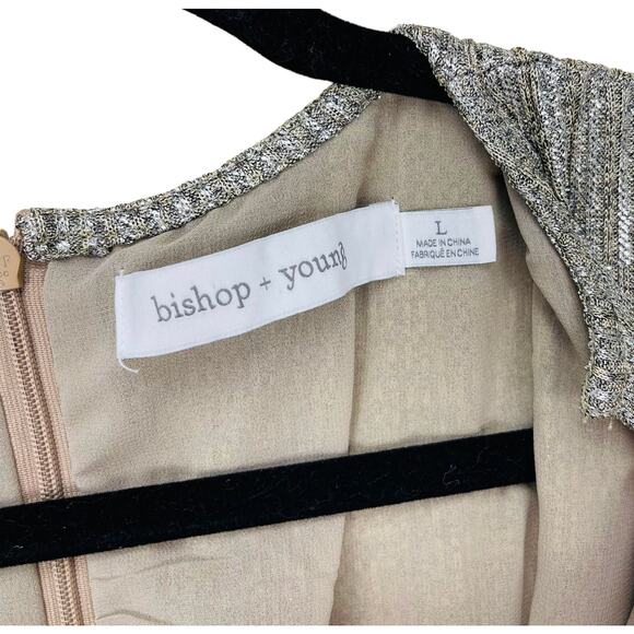 BISHOP + YOUNG JUMPSUIT Women's Size Large METALLIC SILVER Sleeveless Front Tie - Picture 5 of 7